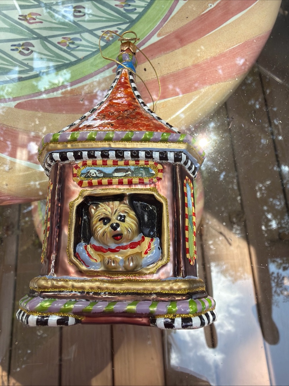 MacKenzie-Childs Multicolor Dog Carousel Ornament terrier